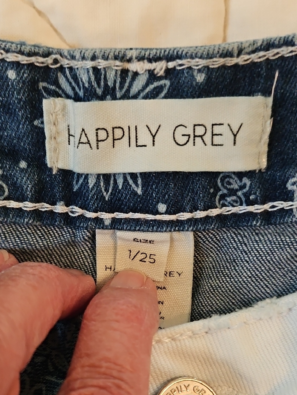 Happily Grey -Two Tone Color Blocked Distressed Shorts- Size 1/25 - Picture 6 of 7